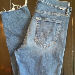 MOTHER mid-rise ankle fray